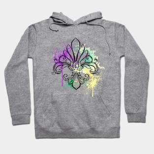 Lily with Watercolor ( Mardi Gras Fleur de Lis ) Hoodie